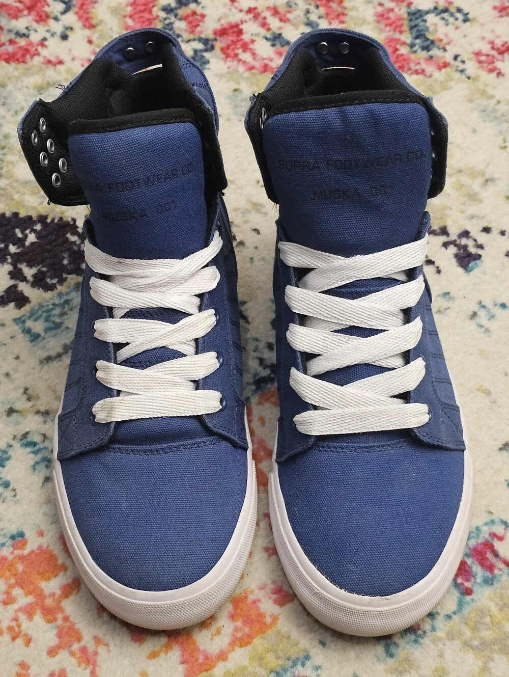 Supra Muska 001 Skytop Men's High Top Sneakers Size 10 Canvas Blue Shoes Lace Up